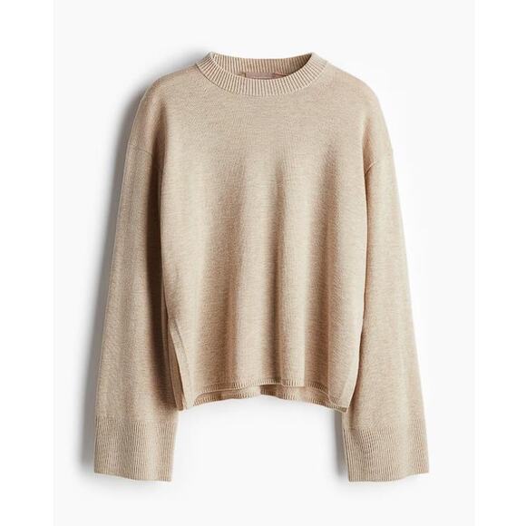 H&M Women's Cashmere-Blend Sweater Size M In Light Beige Melange - Picture 5 of 12